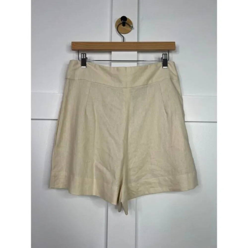 NWT Just Bee Queen High Waist Pleated Front Marlow Shorts Vanilla Size: Medium - Picture 7 of 8